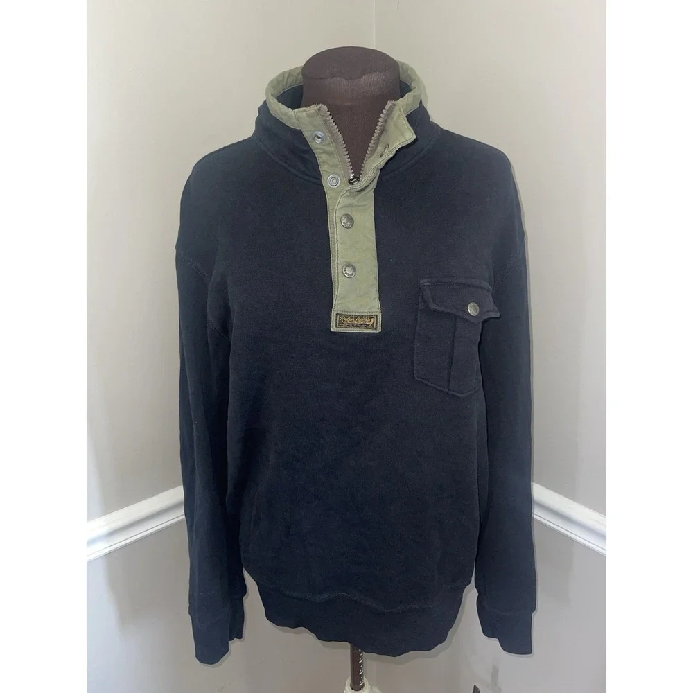 Vintage 90s Polo Ralph Lauren Military 1/4 Button Up Sweatshirt Talon Zip Mens L